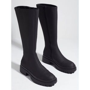 NEW Vero Moda Sally Lug Sole Chunky Mid-Calf Black Boots US 7